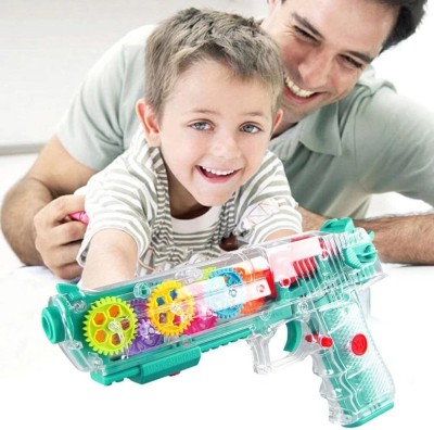 Meesaj Toy Transparent Glow Gear Gun - Concept Gun Musical Toy with 3D Lights for Kids(Multicolor)