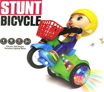 Divy Toys Stunt Tricycle Bump andGo Toy with 4D Lights, Dancing Battery Operated Toy(Multicolor)