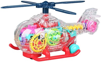 SPKART Transparent Helicoptor Concpt Toy Electric Mechanical Gear Colorful Light &Music(Multicolor)