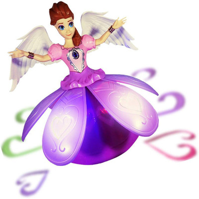 Mahi Zone Musical Angel Princess Toy Doll 360° Rotation Feature & 3D LED Lights_D35(Multicolor)