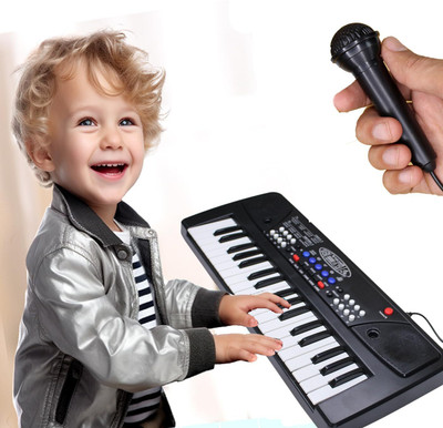 Toyporium 37-Keys Piano Toy with USB Cable, Microphone & Song Record Features for Kids|12(Black)