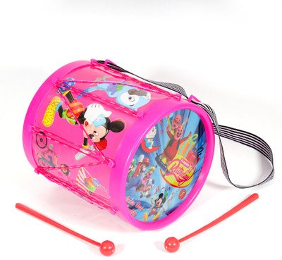 khushi enterprise Musical Drum 10 sized Hight 17.8 cm and Width 17.4 cm Weight 400 Gram(Pink)