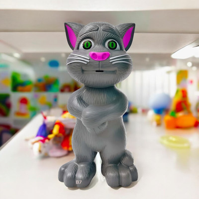 Kid Kraze Talking Tom Cat Toy For Kids Intelligent Speaking Repeats & Music_195(Grey)