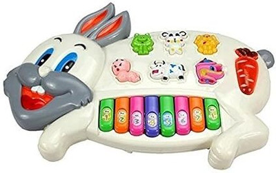 hda group Rabbit Piano Musical Piano with 3 Modes, Flashing Lights & Wonderful Animal(Multicolor)