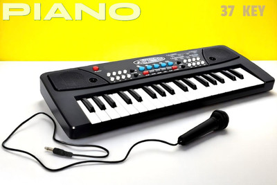 SNM97 37-Key Musical Piano Keyboard with Microphone 430A1 Song Record Feaure_P661(Black)