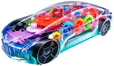 HappyBive Transparent Automatic 360 Degree Rotating Gear Concept Car with Light & Sound65(Multicolor)