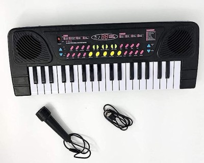 KUBERPATI 37 Key Electronic Piano Toy with DC Power Option, Recording and Microphone(Black)