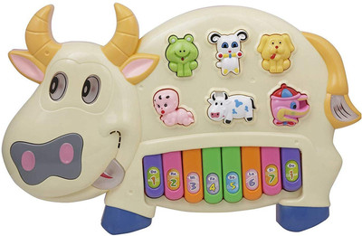 SMCD Musical Learning C0W Shape Piano Play Toy With Light & Sound(Multicolor)