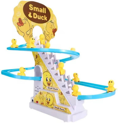 Xcillince Toys 3 Duck Slide Toy Set, Funny Automatic Stair Climbing Ducklings Track Set(Yellow)