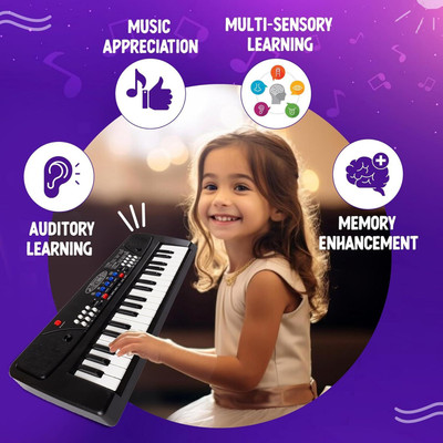 KHYALI 37-Keys Piano Toy with USB Cable, Microphone & Song Record Features for Kids|82(Black)