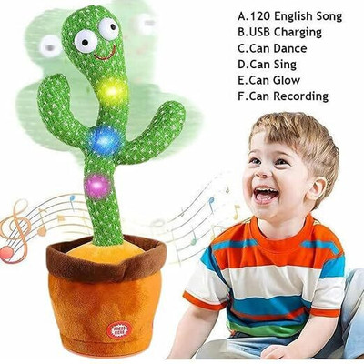 Bilbari Cactus Toy, Sing+Repeat+Dancing+Recording+LED Plant(Green, Brown)