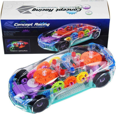 Mahi Zone Musical Concept Car 3D Lights Transparent Car_187M(Multicolor)