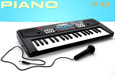 Kid Kraze 37-Key Musical Piano Keyboard with Microphone 430A1 Song Record Feaure_L728(Black)