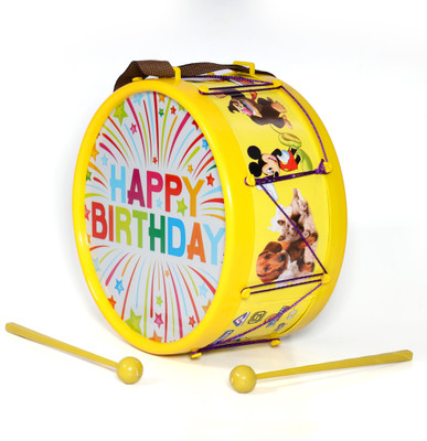 khushi enterprise Musical Drum 09 sized Hight 10.7 cm and Width 20.3 cm Weight 310 Grams(Yellow)