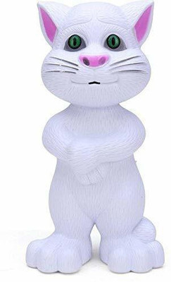 Satisfyshop Intelligent Speaking Repeats What You Say Recording Touch Musical white Talking Tom Cat(White)