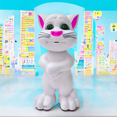 SNM97 Talking Tom Cat Toy For Kids Intelligent Speaking Repeats & Music_782(White)