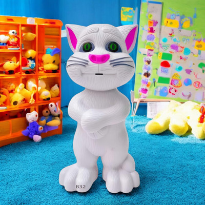 Kid Kraze Talking Tom Cat Toy For Kids Intelligent Speaking Repeats & Music_649(White)