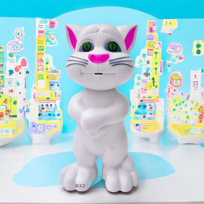 Kid Kraze Talking Tom Cat Toy For Kids Intelligent Speaking Repeats & Music_734(White)