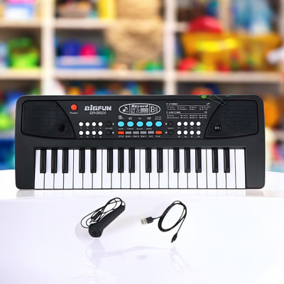 Mahi Zone 37-Key Musical Piano Keyboard with Microphone Songs Recording for Kids_R71(Black)