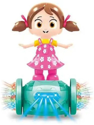 Little Finds Rotating Musical Girl Bump and Go Action Doll Toy with Flashing Lights & Sound(Multicolor)