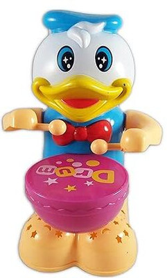 RS Toys Duck Happy Drummer Musical drummer Colorful Light Music and 360 Degree Rotation(Multicolor)