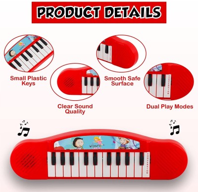Dark to Bright Multi Functional Portable Piano/Keyboard Musical Toy With Spinner(Red)