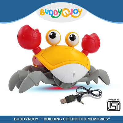 Buddynjoy BJ Rechargeable Crawling Crab Baby Toy with Music & Automatic Runner(Yellow)