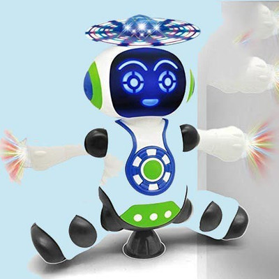 Toyvala Dancing Robot With Music, 3D Flashing Lights,360° Rotation Toy Robot For Kids-X(Multicolor)