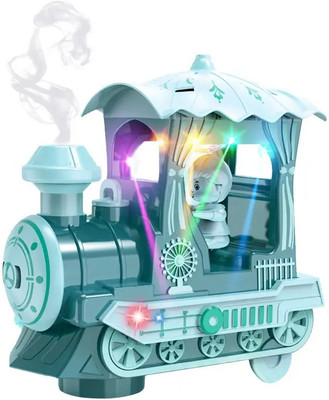 TOYOMAA Spray Steam Train Engine Toy for Kids with music, light and Bump & Go mode.(Multicolor)