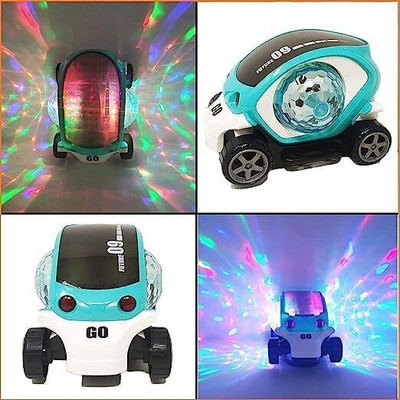 NKL Stunt Car 4D Disco Lights, Bump & Go Toy with 360 Degree Rotating_UE162(Multicolor)