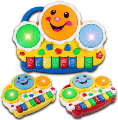 mega shine Musical Drum & Electronic Piano Keyboard Toy(Multicolor)