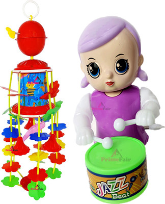 PRIMEFAIR Musical Merry Go Round Toy Soothing Sound with Drummer Rattle Toys(Multicolor)