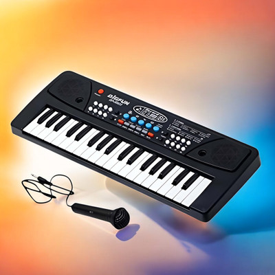 SNM97 37-Key Musical Piano Keyboard with Microphone Songs Recording for Kids_A303(Black)