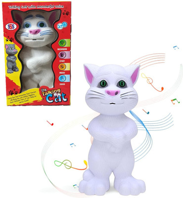 Kidzfun Talking Toy Cat for Kids Repeating Words Talking Tom Cat Musical Tom Cat(Black, White, Grey)