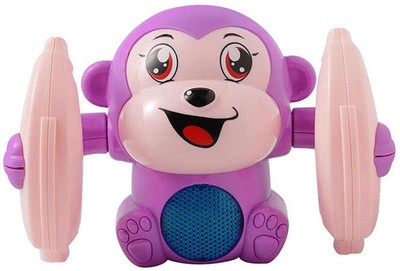 nilkanth Rotation Dancing & Spinning Rolling Monkey with Banana and Light & Sound Toy(Purple)
