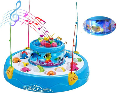 VikriDa Fishing Electric Rotating Magnetic Fish Catching Game with Musical Lights for Kids Party & Fun Games Board Game Party & Fun Board Game