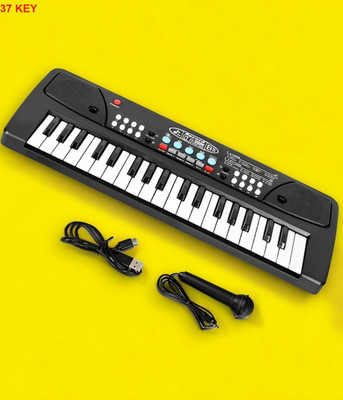 SNM97 37-Key Musical Piano Keyboard with Microphone 430A1 Song Record Feaure_B380(Black)