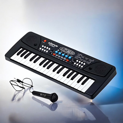 SNM97 37-Key Musical Piano Keyboard with Microphone Songs Recording for Kids_L49(Black)
