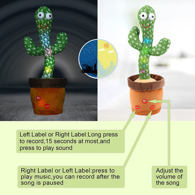 SALEOFF Dancing Cactus Musical Toy Can Sing, Wriggle & Repeat The Recording-158(Green, Brown)