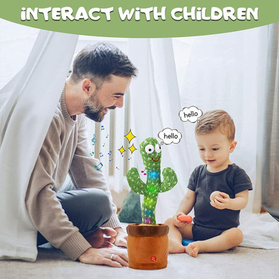 SUBADIKA Dancing Cactus Talking Plush Toy Singing Recording Function Repeat What You Say(Green)