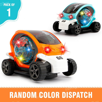 mega shine Stunt Car 360 Degree Rotating Stunt Car Bump and Go Toy(Multicolor)