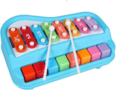 CloudTech Non Electronic & Non-Toxic 2 in 1 Piano and Xylophone Toy With 8 Key For Kids(Multicolor)