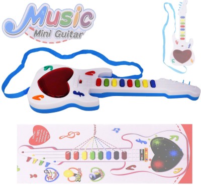 Aapaga Mini Guitar Toy With Musical Rhymes Sound And 3D LED Light | Best Gift For Kids(Multicolor)