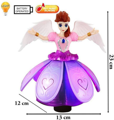 FRRENO Musical Angel Princess Toy Doll 360° Rotation Feature & 3D LED Lights-349(Multicolor)