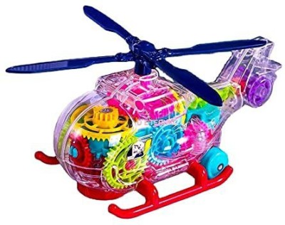 ROZZBY Transparent Mechanical Helicopter Toy for Kids with Gear Technology 3D Light(Multicolor)