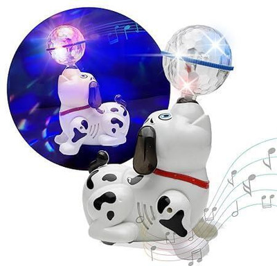 TOYTINGLE Dancing Dog Toy with LED Flashing Lights & Dynamic Sound for Kids(White)