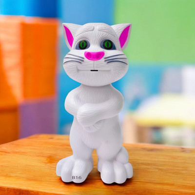 Mahi Zone Talking Tom Cat Toy For Kids Intelligent Speaking Repeats & Music_M842(White)
