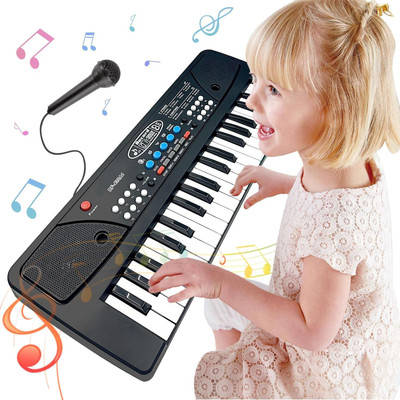 KHYALI 37-Keys Piano Toy with USB Cable, Microphone & Song Record Features for Kids|71(Black)