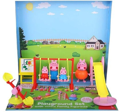 Pepstter Toys Pig Family Playground Park Set with Pig Family(Multicolor)