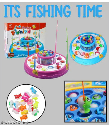 HornFlow Fishing Game Toy Set with Rotating Board (MULTICOLOR)(Multicolor)